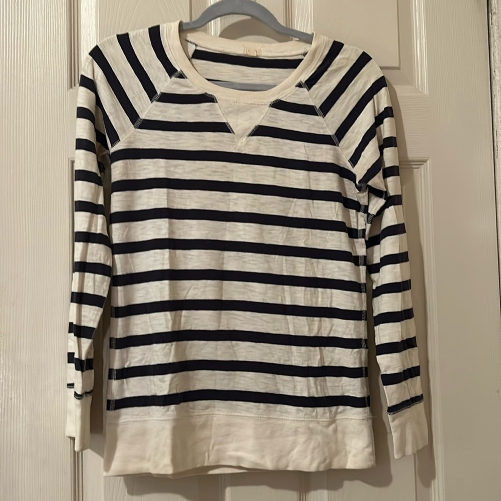 J. Crew navy white stripe long sleeve tee